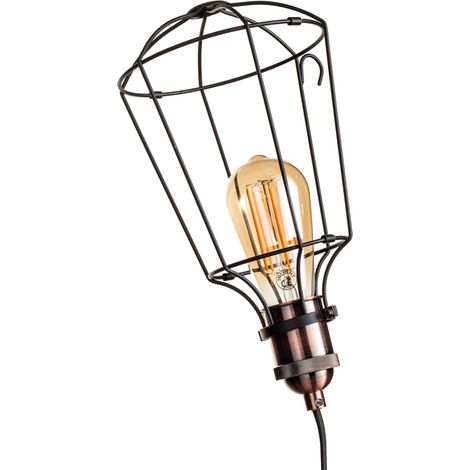Litecraft Drax Table Lamp Industrial Style Caged Light - Bronze (1/5)