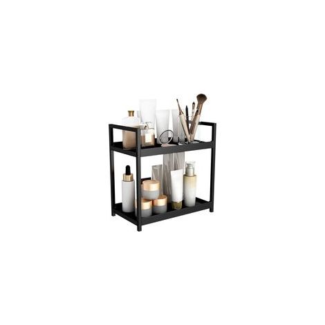 Étagère/support de rangement décoratif à double niveau pour plan de travail et sous évier, noir (1/5)