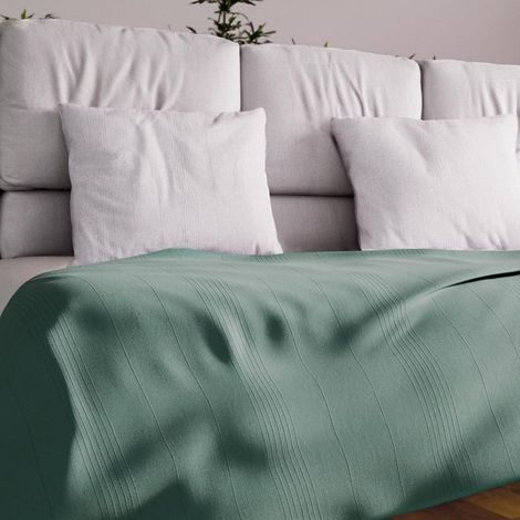 Filiyano-Couvre-lit - Jaune ocre soleil - Adèle - 180 x 220 cm - Vert - 70 % coton - 30 % polyester (1/3)