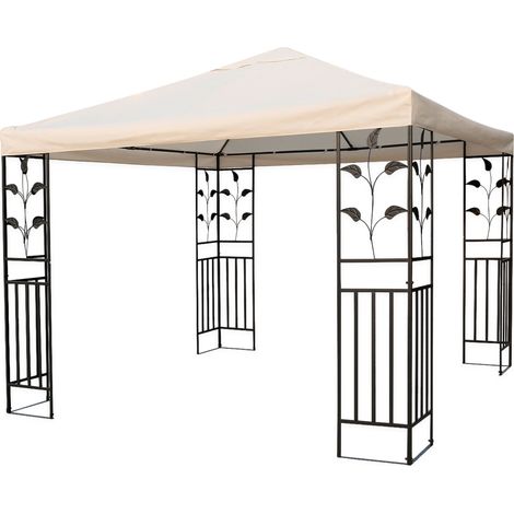 Pavillon Ersatzdach wasserdicht mit PVC Beschichtung 3 x 3 Meter - beige - Universal Pavillondach - Garten Party Pavillon Dach Sonnenschutz
