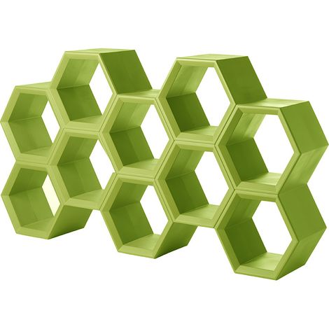 Hexa Verde lime libreria a parete scaffali ripiani originale Slide di design moderna colorata made in Italy modulare