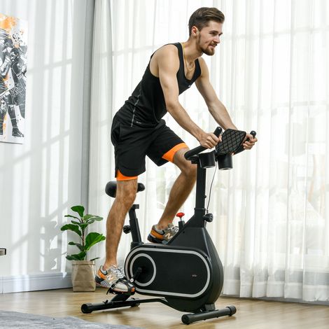 Vélo magnétique d’appartement professionnel avec volant moteur de 4 kg - vélo de maison avec écran LCD - haltère réglable et selle