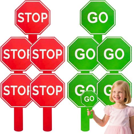 Panneau Stop Pour 10 Pièces Panneaux D'Avertissement Stop De Rue Disque D'Avertissement Imperméable Double Face Avec Poignée Pour Contrôle De Stationnement Et Circulation Sécurité Activités (1/5)