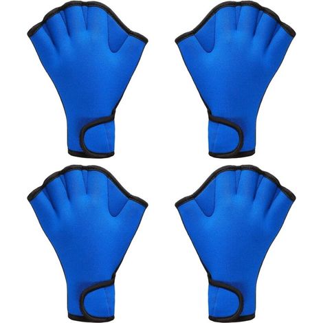 2 paia di guanti da nuoto Aqua Fit, guanti da allenamento fitness in neoprene per nuoto e immersioni con cinturino da polso (1/4)