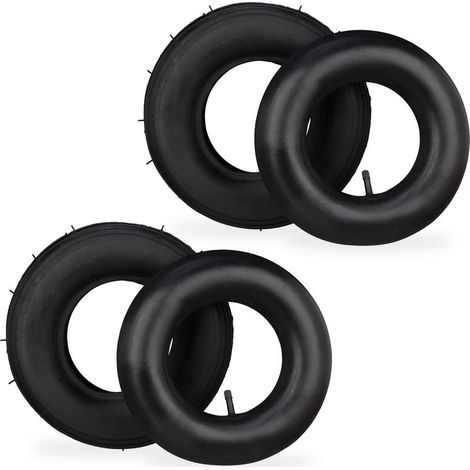 Roue de brouette 3.50-6 Lot de 2 pneus avec chambres à air Charge max 136 kg Caoutchouc noir pour chantiers humides (1/5)