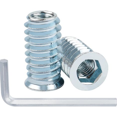 Insert Fileté Bois M10 x 20mm, 20 Pièces Insert M10 écrou Zinc (1/5)