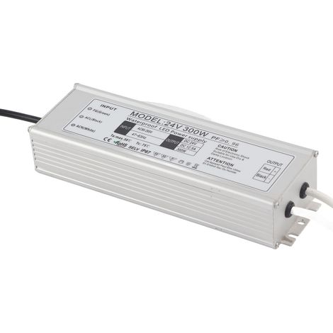 IP67 wasserdichtes Netzteil für 300-W-LEDs, 24-V-Konstantspannungsadapter-Transformator 0–12,5 A, AC100–265-V-Eingang mit EU-Stecker, Außenkonverter (1/5)