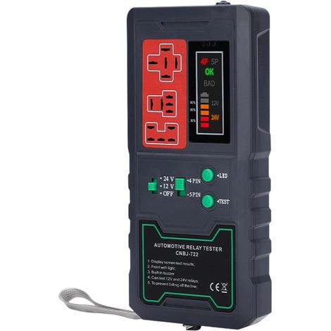 Testeur de relais électronique automobile 12V 24V, vérificateur de batterie de voiture, indicateur lumineux LED, testeur de relais de voiture, outils de Diagnostic automatique (1/5)