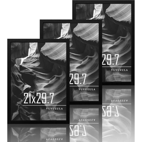 3er Set Bilderrahmen A4 Schwarz Holz Fotorahmen Collage 21x30cm Urkunden (1/5)