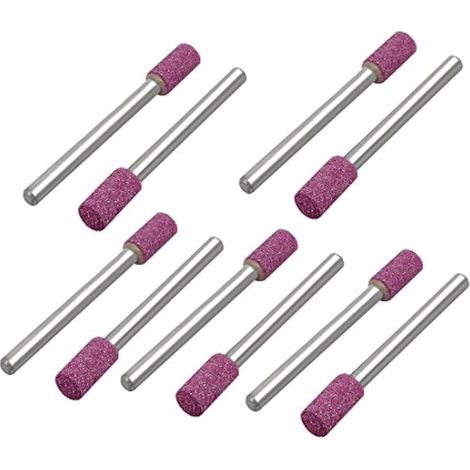 10 pièces Pointe de meulage montée tête cylindrique rose 3mm/1/8″/5mm (1/2)