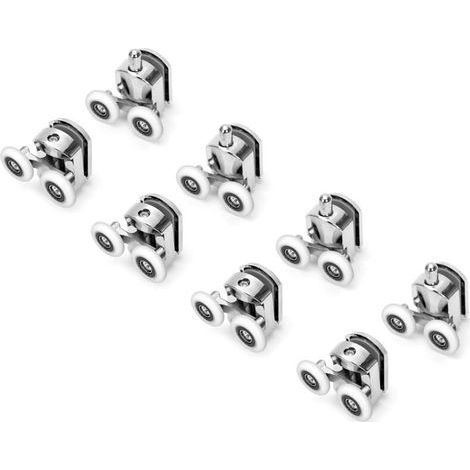 8 Roulettes Porte de Douche Coulissante Roulette Porte Coulissante Douche en Alliage de Zinc 25 mm de Diamètre Roues Jumelées de Rechange pour Salle de Bain (1/4)