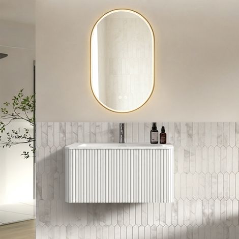 Meuble vasque de salle de bains, blanc (1/5)