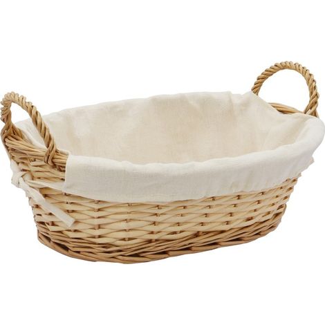 Acacia Oval Willow Storage Basket with Lining, Honey Finish