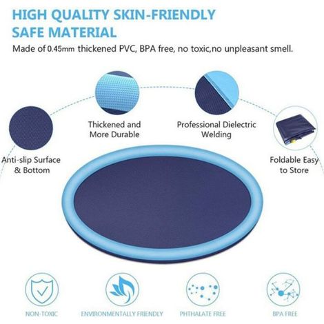 Tapis Jet D Eau Enfant,Piscine pour Chien,Tapis De Pulvérisation Antidérapant, Splash Pad PVC, Piscine pour Animaux (1/4)