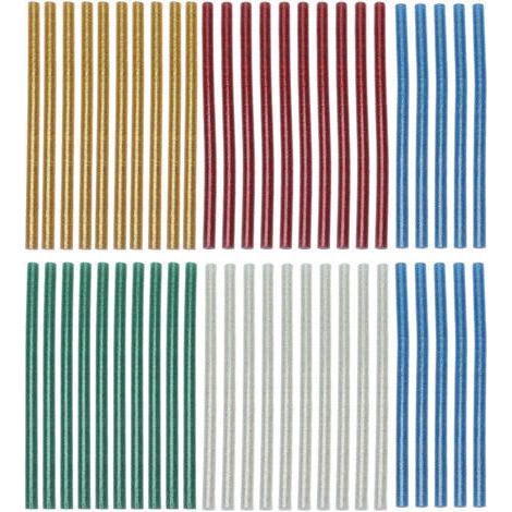 50 Colored Hot Melt Glue Sticks, Transparent, Easy to Use and Quick Adhesion, 7 x 140mm (1/5)