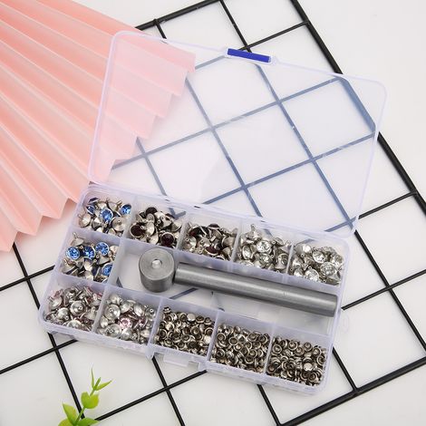 200 rivets punk strass en 4 couleurs, rivets décoratifs double face, adaptés aux outils de bricolage tels que les ceintures et les chaussures. (1/4)
