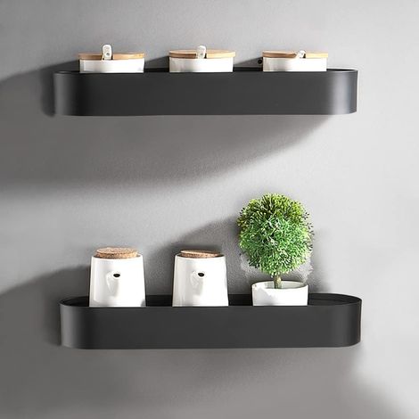 Juego de 2 estantes de ducha sin taladrar - Aluminio - Autoadhesivos - Estante de baño - Resistente al óxido - Negro