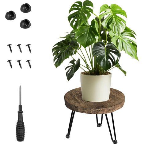 Support de Plantes en Bois,Lourdeur Tabouret pour Plantes Rond,Petit Tabouret en Bois pour Plantes,Support de Pla-nte Rond,pour Fleurs pour Jardin l'Intérieur l'Extérieur (1/5)