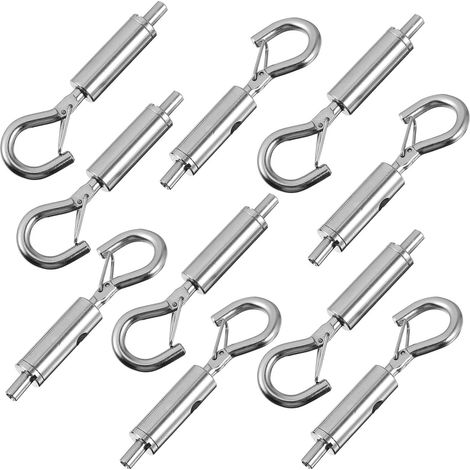 10pcs Guides de Câble en Acier Inoxydable Argenté, Crochet Ressort Réglable, Résistant la Rouille et Forte Capacité Charge, pour Lustres Suspendus - (1/5)