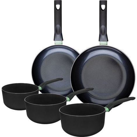 Ensemble de 2 poêles de 24 et 28 cm et 3 casseroles 16, 18 et 20 cm Fackelmann Brandao (1/5)