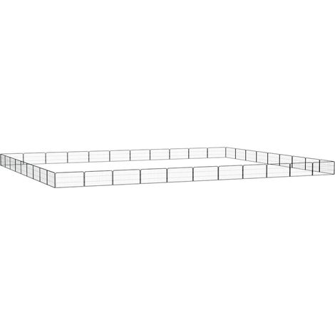 Chenil pour chiens 40 panneaux - Parc enclos pour animaux Noir 100x50cm Acier enduit de poudre BV758212 - BonneVie (1/5)