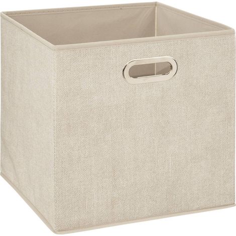 5Five Simply Smart – Boîte de rangement beige 31x31cm – Tissu résistant – Parfaite pour étagères standard – Idéale pour vêtements et jouets (1/5)