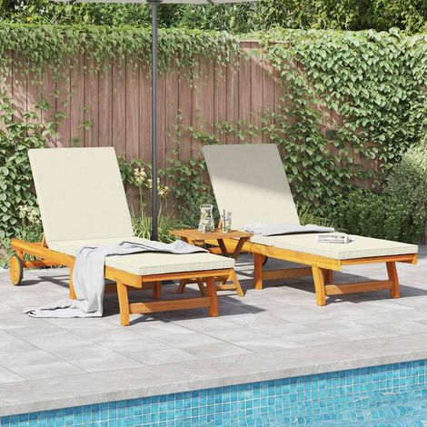 Sonnenliege 2-Person 3 pcs Braun Massivholz Akazie (1/5)