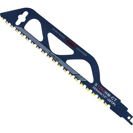 Tungsten carbide steel reciprocating saw blade for metal, wood, stone, reciprocating saw accessories for aerated concrete, brick, concrete, cement board, length (300mm) (1/5)