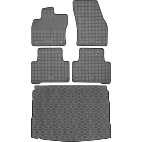 Ensemble de tapis de sol en caoutchouc pour Volkswagen Tiguan II SUV (à partir de mai 2016) + tapis de coffre
