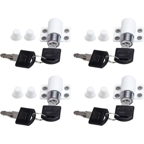4pcs Verrous de Fenêtre Porte Coulissante Patio Embrailleur Bloc Baie Vitrée Coulissante Verrouillage Coulissant Serrure Porte Coulissant Restricteur avec Clé ,Blanc (1/4)