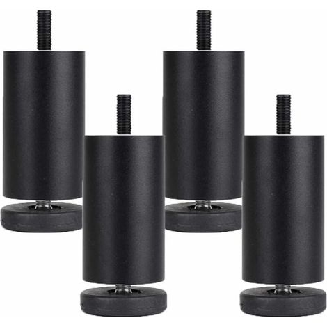 4 Pièces Pieds de Meubles Reglables Pieds de Meubles en Alliage d'aluminium Meubles Jambes Ronde Métal Pattes de Meuble Table Canapé Lit,Noir(10cm)-LIAIKI (1/5)