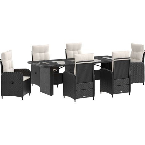 Outdoor Dining Set 7 pcs Black and Cream White Poly Rattan vidaXL (1/5)