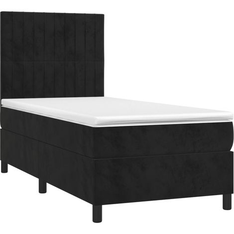 Struttura letto LED con testiera boxspring materasso 100x200 cm tessuto in velluto nero TDL0209326
