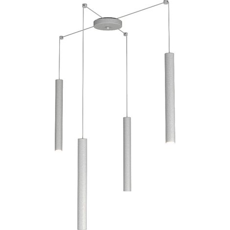 Sospensione Moderna Round Tube Metallo Grigio 4 Luci Gu10 (1/4)