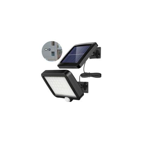 Lampada solare da esterno Crezuo, 56 LED con sensore di movimento, impermeabile IP65, angolo del fascio luminoso di 120°, lampada solare da parete per giardino con cavo.