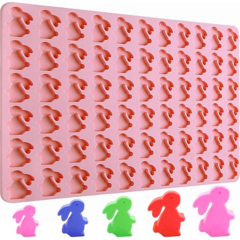 Moules en silicone en forme de petit lapin pour bonbons gélifiés, chocolats et autres gourmandises, moules de Pâques, moule en silicone en forme de lapin avec racloir (lapin) (1/5)