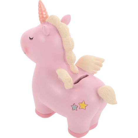 Tirelire Licorne en Résine Rose pour Filles Décoration de Chambre Garçon et Filles Toucher Confortable Bavure Présent pour Anniversaire (1/5)