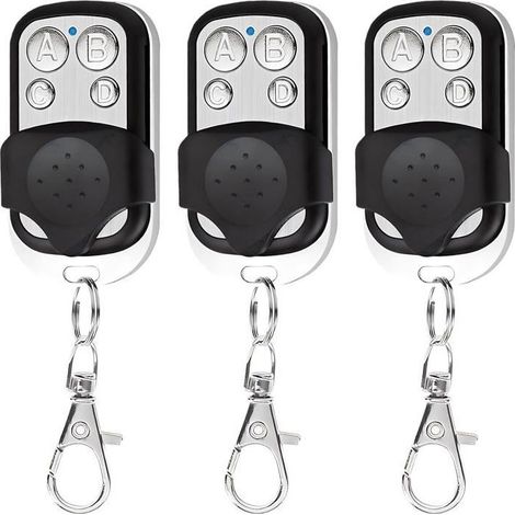 Télécommande universelle - 433 MHz - Lot de 3 - 4 boutons - Programmable par apprentissage (1/5)