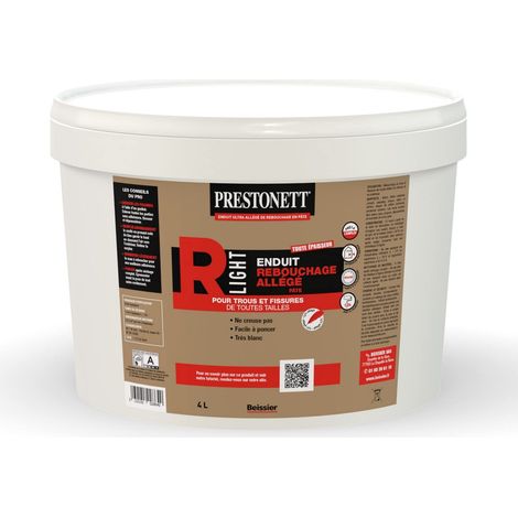 Prestonett – Enduit de rebouchage allégé en pâte 4L – Pour intérieur et extérieur – Application facile – Ponçable et teintable - POT 4 L