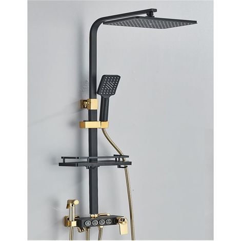 Ensemble de douche mitigeur thermostatique intelli Système de douche de salle de bain à affichage numérique, ensemble noir de robinet de douche thermostatique, robinet de douche à effet pluie moderne (1/5)