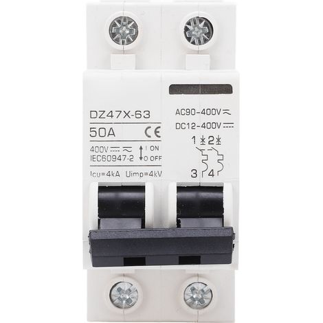 AC/DC-Leistungsschalter 50 A 4 kA 2-polig, elektromagnetische Auslösung, 35 mm, für Solar-PV-Anlagen, Sicherheit, 400 V (1/5)