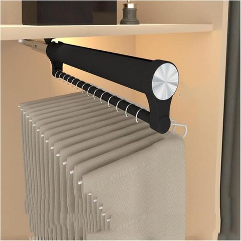 Retractable closet rod, clothes rail, sliding trouser rack, closet storage rack, 34.2 cm, black (1/5)