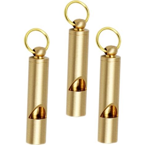 Ensemble de 3 porte-clés sifflets de hockey, porte-clés en laiton pour enfants, accessoires pour bâton, pendentif sifflet, sifflet d'extérieur, sifflet en cuivre, sifflet d'arbitre doré, premiers seco