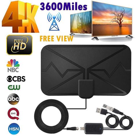 antenne Tv Intrieure Numrique 3600 Mile 4k, Antenne Tv Numrique Dvb-t Hd Pour Plus De Chanes, Noir (1/5)