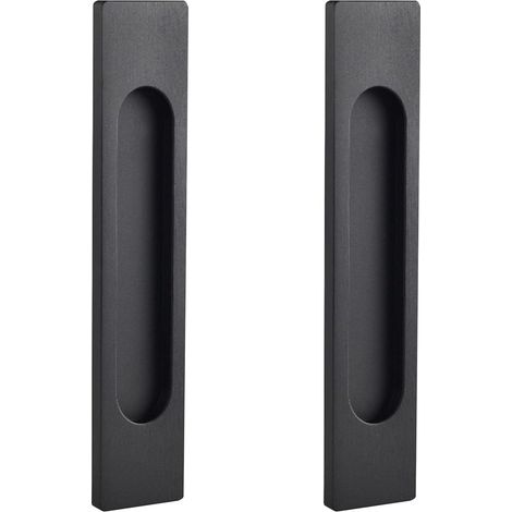ZOLGINAH Manijas rectangulares autoadhesivas para puertas corredizas, 2 piezas de aleación de aluminio negro mate sin perforaciones, manija empotrada para puertas corredizas de granero, ventanas y gab (1/5)