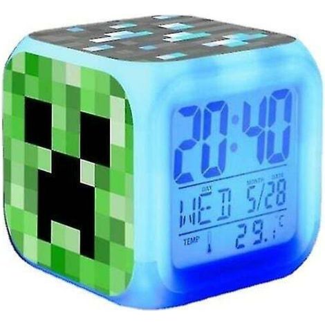 Minecraft coloré coul changeante quatuor réveil Led veilleuse cadeau d'anniversaire cadeau de noël 1