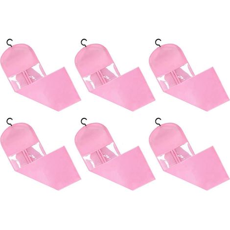 Set mit 6 Haarverlängerungshaltern, Aufbewahrung für Perücken und andere Haaraccessoires, mit Aufhänger, rosa (1/5)