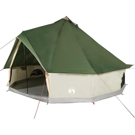 vidaXL Tienda de campaña familiar tipi 10 personas impermeable verde (1/2)