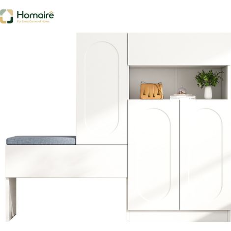 Flur- Garderobenschrank weiß aus Polyester 130 x 35 x 110 cm HOMAIRE (1/5)