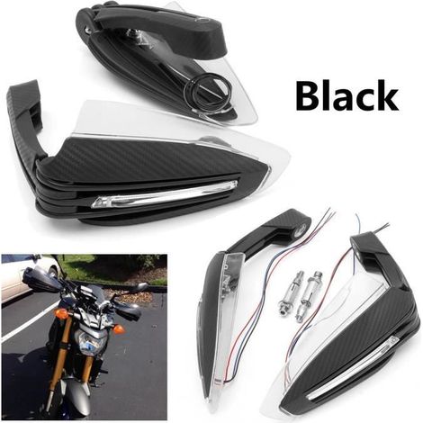 Protège-mains Garde Protecteur Coupe-vent LED Turn Signal DRL Barre Guidon Poigné Moto (1/3)